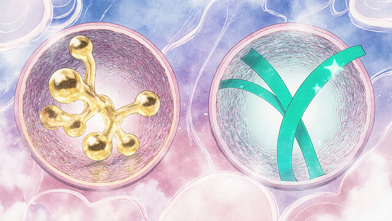 Airway cross-section showing budesonide binding receptors and formoterol relaxing smooth muscle.