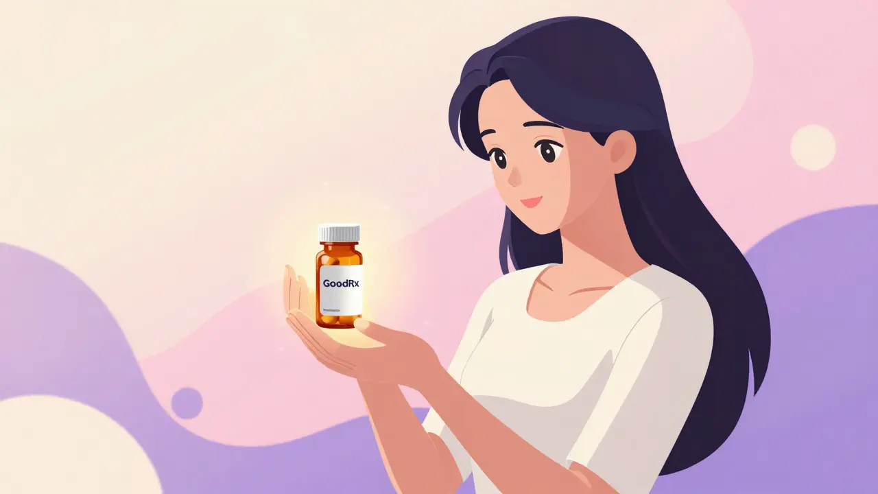 Person holding glowing pill bottle in serene, pastel anime landscape
