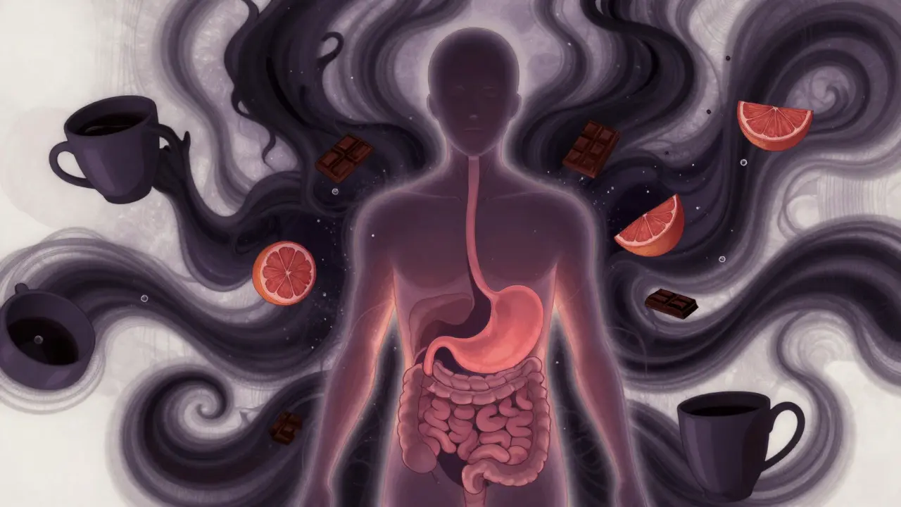Abstract dark spirits representing GERD food triggers