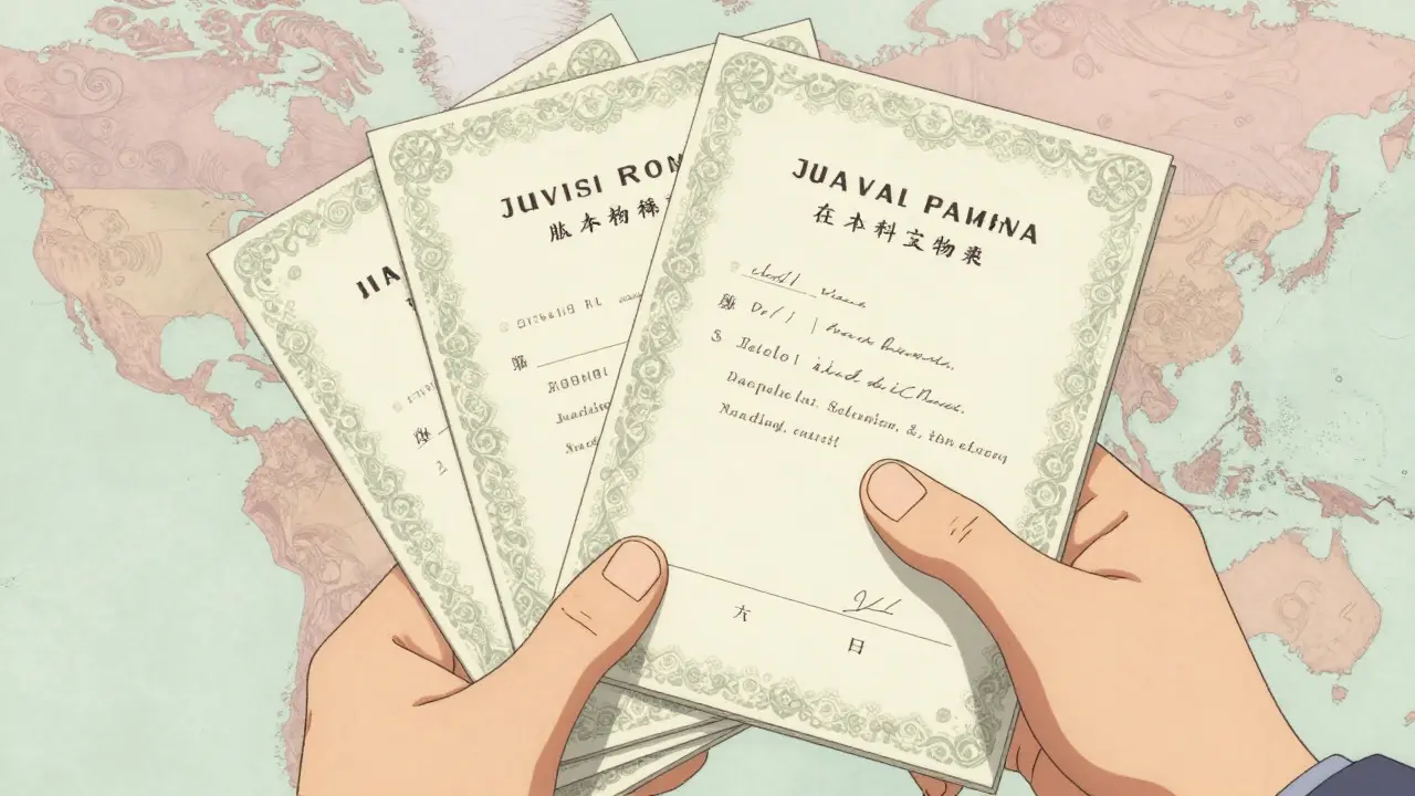 Hands holding intricate travel prescription documents