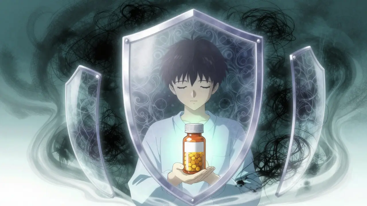 Protective shield guarding a patient from online pharmaceutical scams