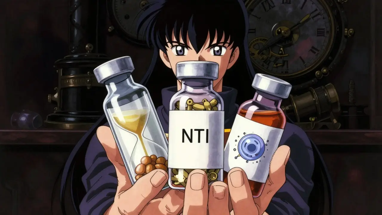 Stylized vials symbolizing exceptions to generic prescribing rules.